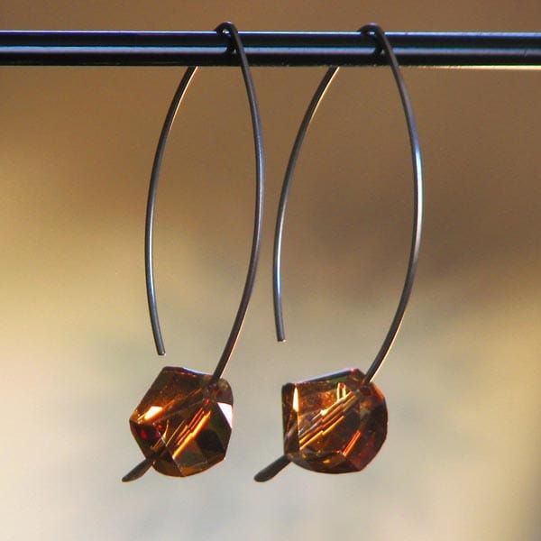 Titanium and Crystal Long Earrings
