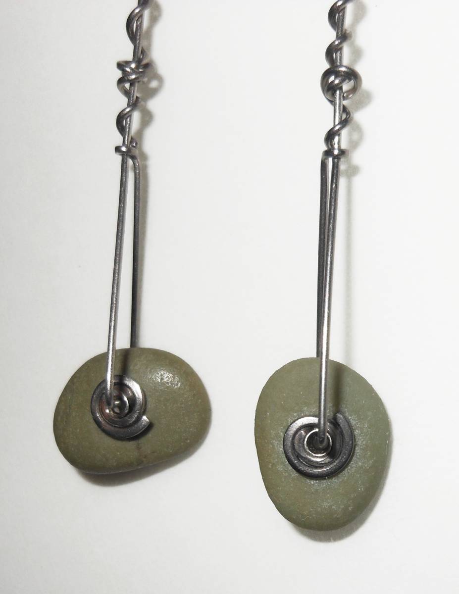 Titanium and Beach Stone Earrings